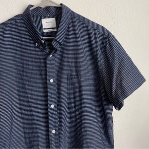 Billy Reid Button Down Long Sleeve Striped Front Pocket Short